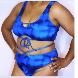 Blue two piece swimsuit